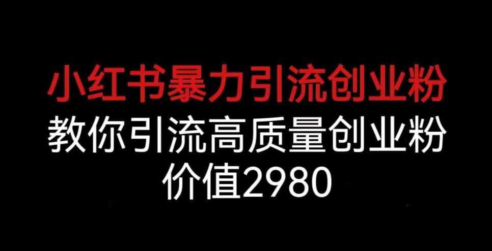 小红书暴力引流创业粉，教你引流高质量创业粉，价值2980【揭秘】网创吧-网创项目资源站-副业项目-创业项目-搞钱项目网创吧