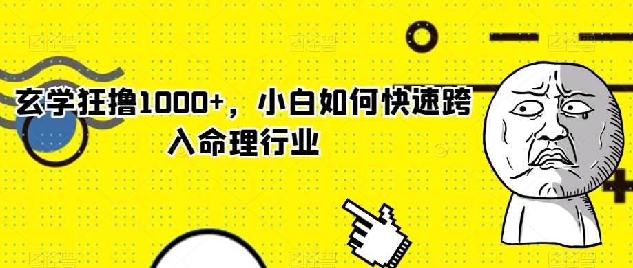 玄学狂撸1000+，小白如何快速跨入命理行业【揭秘】网创吧-网创项目资源站-副业项目-创业项目-搞钱项目网创吧