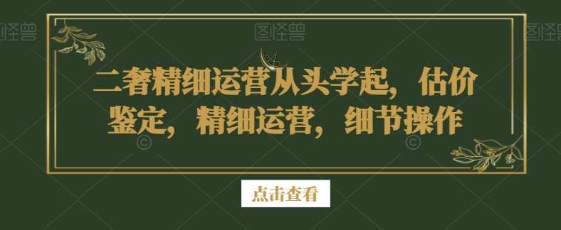 二奢精细运营从头学起,估价鉴定,精细运营,细节操作网创吧-网创项目资源站-副业项目-创业项目-搞钱项目网创吧