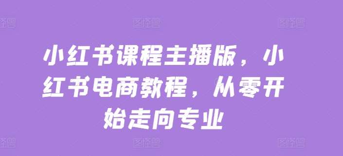 小红书课程主播版，小红书电商教程，从零开始走向专业网创吧-网创项目资源站-副业项目-创业项目-搞钱项目网创吧