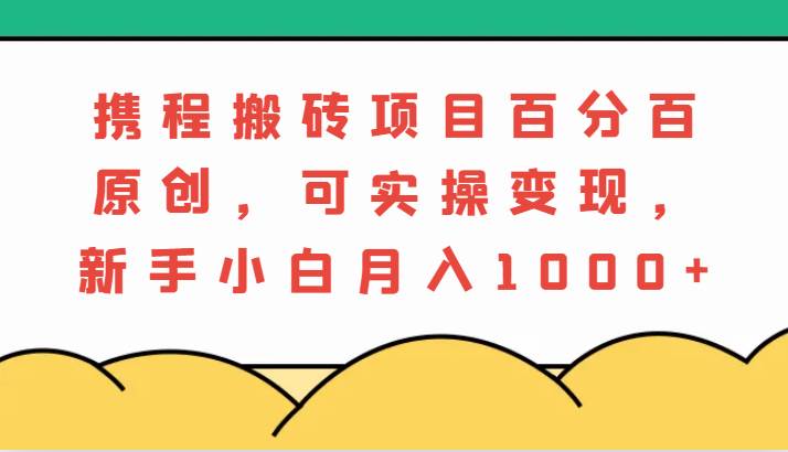携程搬砖项目,百分百原创,可实操变现,新手小白月入1000+网创吧-网创项目资源站-副业项目-创业项目-搞钱项目网创吧