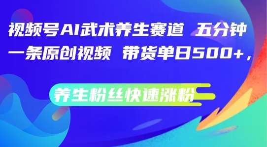 视频号AI武术养生赛道，五分钟一条原创视频，带货单日几张，养生粉丝快速涨粉【揭秘】网创吧-网创项目资源站-副业项目-创业项目-搞钱项目网创吧