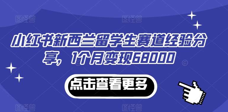 小红书新西兰留学生赛道经验分享，1个月变现68000【揭秘】网创吧-网创项目资源站-副业项目-创业项目-搞钱项目网创吧