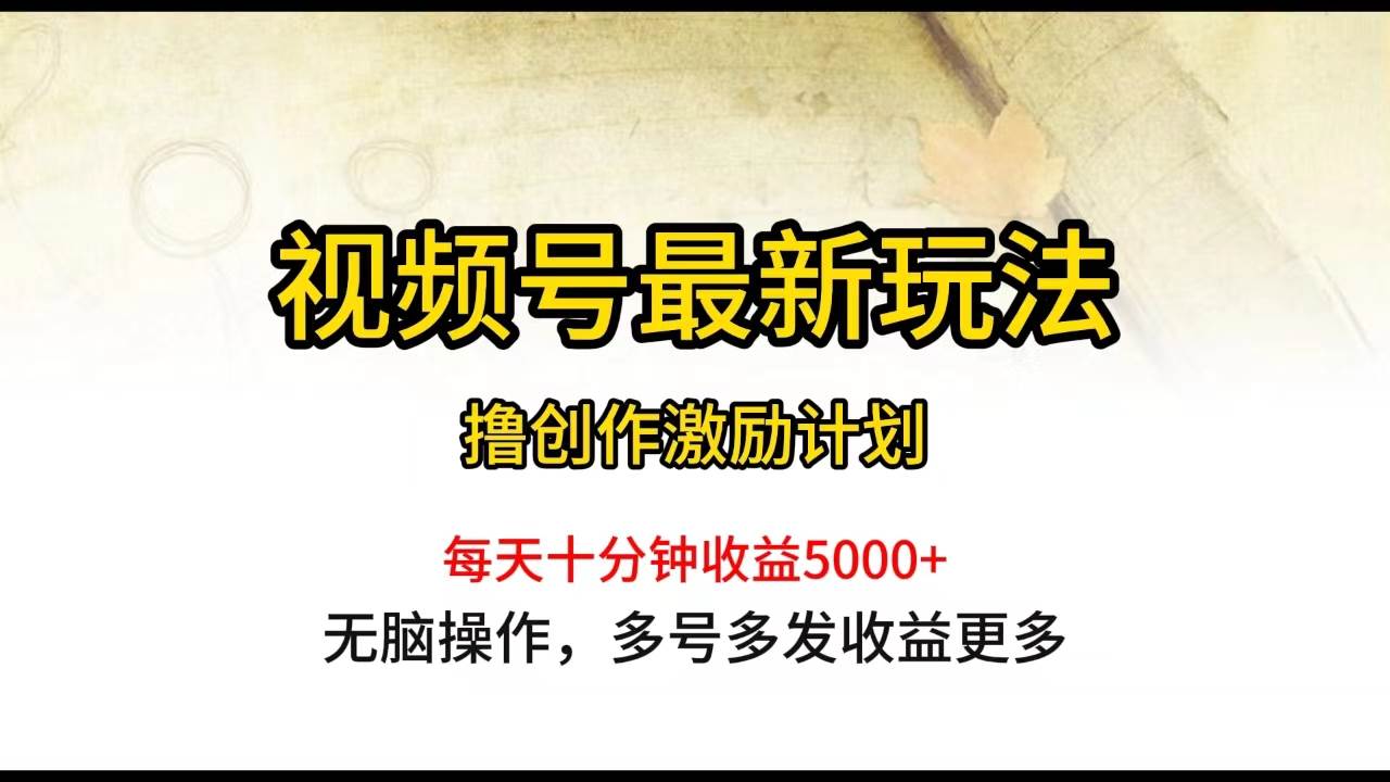 （10087期）视频号最新玩法，每日一小时月入5000+网创吧-网创项目资源站-副业项目-创业项目-搞钱项目网创吧
