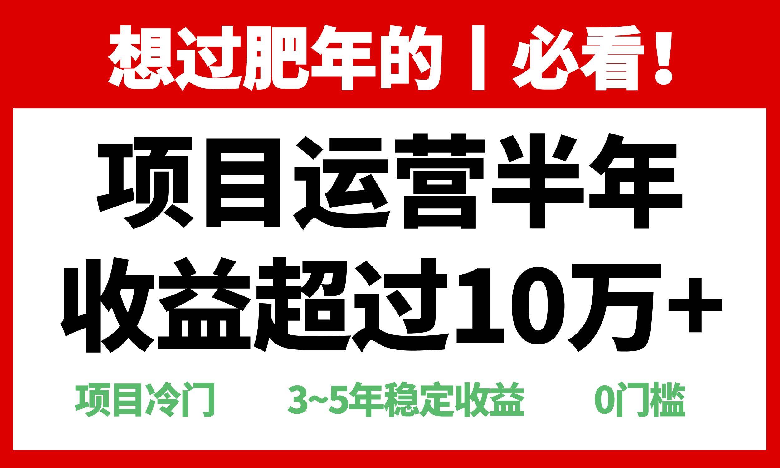 （13663期）年前过肥年的必看的超冷门项目，半年收益超过10万+，网创吧-网创项目资源站-副业项目-创业项目-搞钱项目网创吧