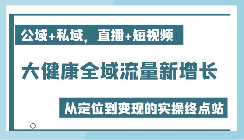 大健康全域流量新增长6.0，公域+私域，直播+短视频，从定位到变现的实操终点站网创吧-网创项目资源站-副业项目-创业项目-搞钱项目网创吧