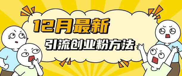 12月最新引流创业粉方法，方法非常简单，适用于多平台网创吧-网创项目资源站-副业项目-创业项目-搞钱项目网创吧