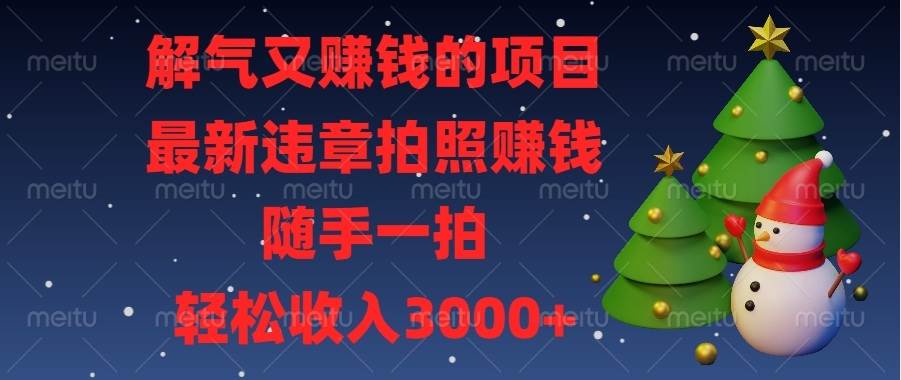 （13686期）解气又赚钱的项目，最新违章拍照赚钱，随手一拍，轻松收入3000+网创吧-网创项目资源站-副业项目-创业项目-搞钱项目网创吧