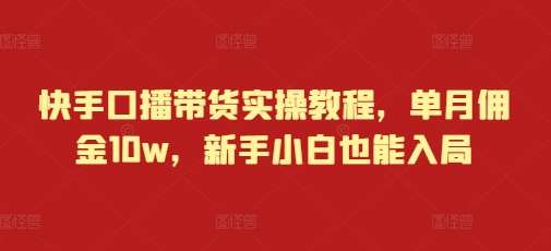 快手口播带货实操教程，单月佣金10w，新手小白也能入局网创吧-网创项目资源站-副业项目-创业项目-搞钱项目网创吧