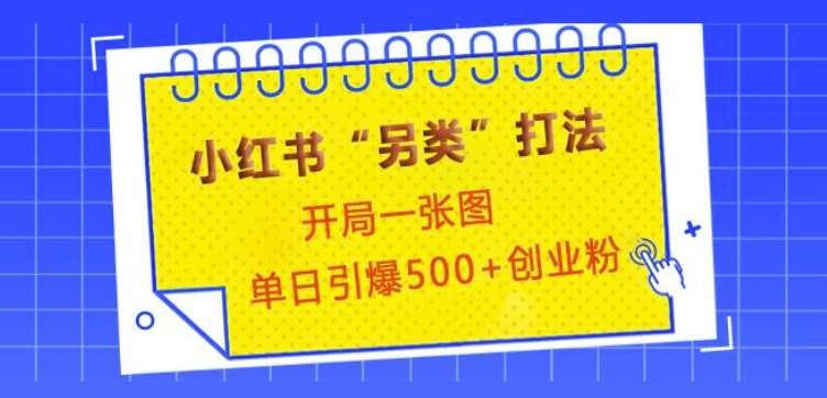 小红书“另类”打法，开局一张图，单日引爆500+精准创业粉【揭秘】网创吧-网创项目资源站-副业项目-创业项目-搞钱项目网创吧