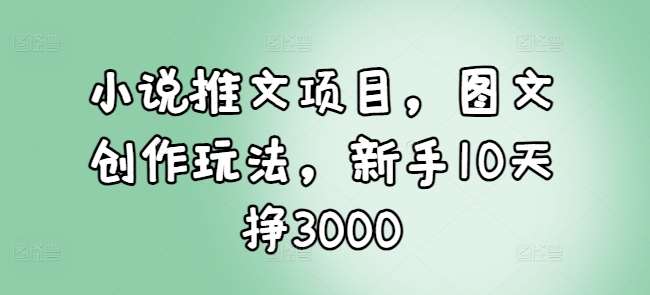 小说推文项目，图文创作玩法，新手10天挣3000网创吧-网创项目资源站-副业项目-创业项目-搞钱项目网创吧