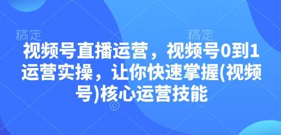 视频号直播运营,视频号0到1运营实操,让你快速掌握(视频号)核心运营技能网创吧-网创项目资源站-副业项目-创业项目-搞钱项目网创吧