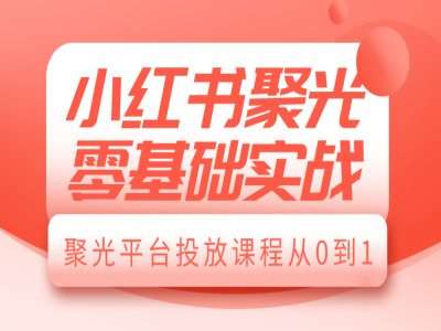 小红书聚光零基础实战，聚光平台投放课程从0到1网创吧-网创项目资源站-副业项目-创业项目-搞钱项目网创吧