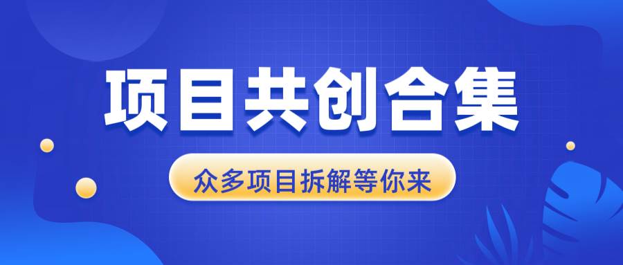 （13778期）项目共创合集，从0-1全过程拆解，让你迅速找到适合自已的项目网创吧-网创项目资源站-副业项目-创业项目-搞钱项目网创吧