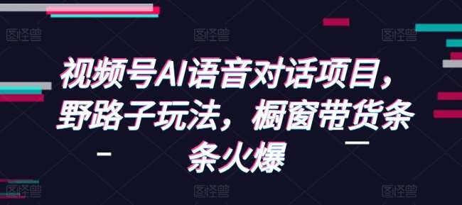 视频号AI语音对话项目，野路子玩法，橱窗带货条条火爆网创吧-网创项目资源站-副业项目-创业项目-搞钱项目网创吧