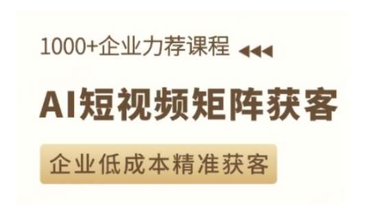 AI短视频矩阵获客实操课，企业低成本精准获客网创吧-网创项目资源站-副业项目-创业项目-搞钱项目网创吧