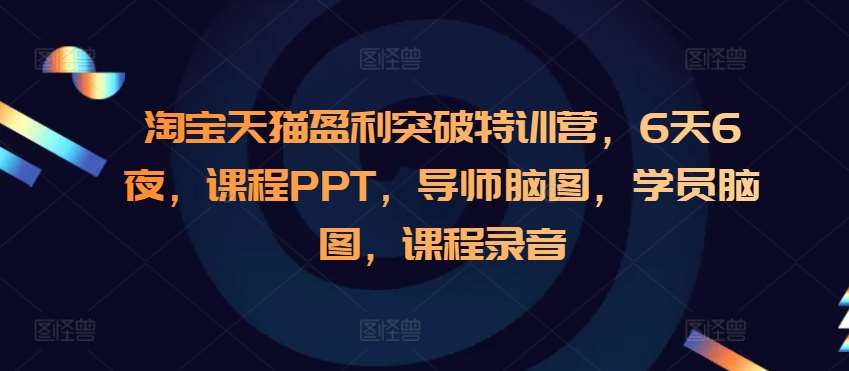 淘宝天猫盈利突破特训营，6天6夜，课程PPT，导师脑图，学员脑图，课程录音网创吧-网创项目资源站-副业项目-创业项目-搞钱项目网创吧