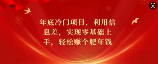 年底冷门项目，利用信息差，实现零基础上手，轻松赚个肥年钱【揭秘】网创吧-网创项目资源站-副业项目-创业项目-搞钱项目网创吧
