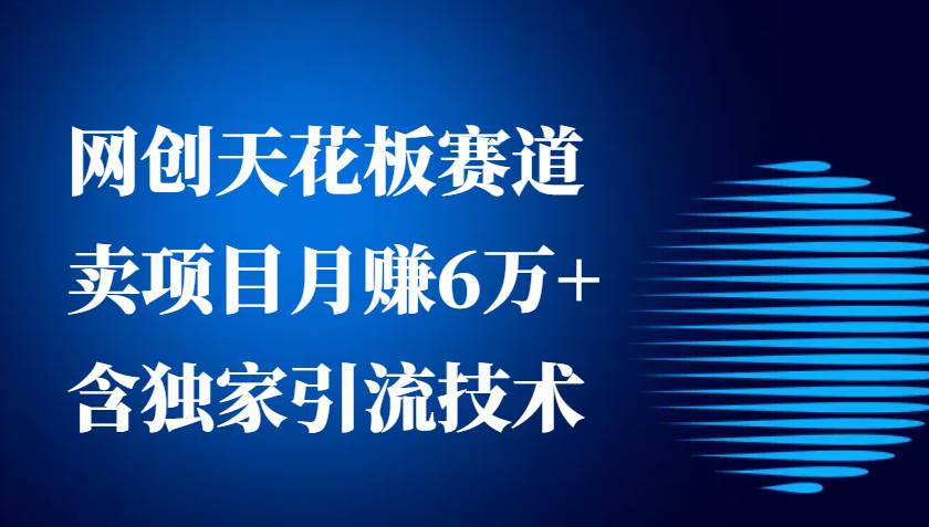 网创天花板赛道，卖项目月赚6万+，含独家引流技术（共26节课）网创吧-网创项目资源站-副业项目-创业项目-搞钱项目网创吧