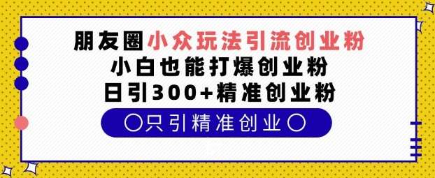 朋友圈小众玩法引流创业粉，小白也能打爆创业粉，日引300+精准创业粉【揭秘】网创吧-网创项目资源站-副业项目-创业项目-搞钱项目网创吧