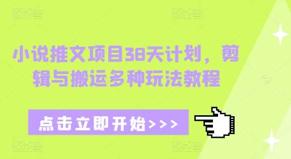 小说推文项目38天计划，剪辑与搬运多种玩法教程网创吧-网创项目资源站-副业项目-创业项目-搞钱项目网创吧