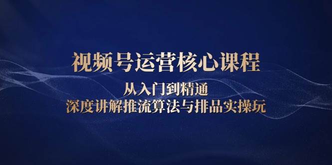 （13863期）视频号运营核心课程，从入门到精通，深度讲解推流算法与排品实操玩网创吧-网创项目资源站-副业项目-创业项目-搞钱项目网创吧