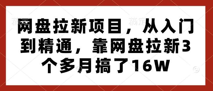 网盘拉新项目，从入门到精通，靠网盘拉新3个多月搞了16W网创吧-网创项目资源站-副业项目-创业项目-搞钱项目网创吧