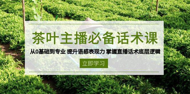 茶叶主播必备话术课 从0基础到专业 提升语感表现力 掌握直播话术底层逻辑网创吧-网创项目资源站-副业项目-创业项目-搞钱项目网创吧