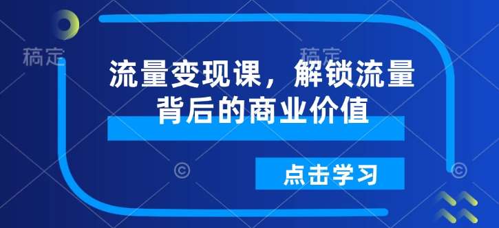 流量变现课，解锁流量背后的商业价值网创吧-网创项目资源站-副业项目-创业项目-搞钱项目网创吧