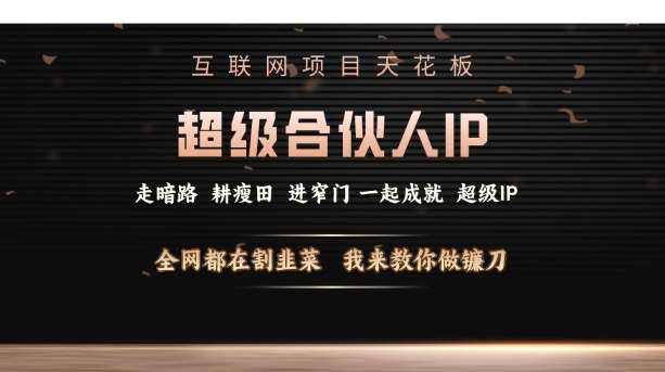 互联网项目天花板，超级合伙人IP，全网都在割韭菜，我来教你做镰刀【仅揭秘】网创吧-网创项目资源站-副业项目-创业项目-搞钱项目网创吧