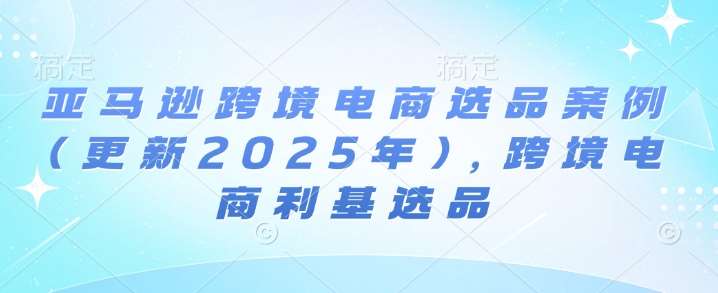 亚马逊跨境电商选品案例(更新2025年)，跨境电商利基选品网创吧-网创项目资源站-副业项目-创业项目-搞钱项目网创吧