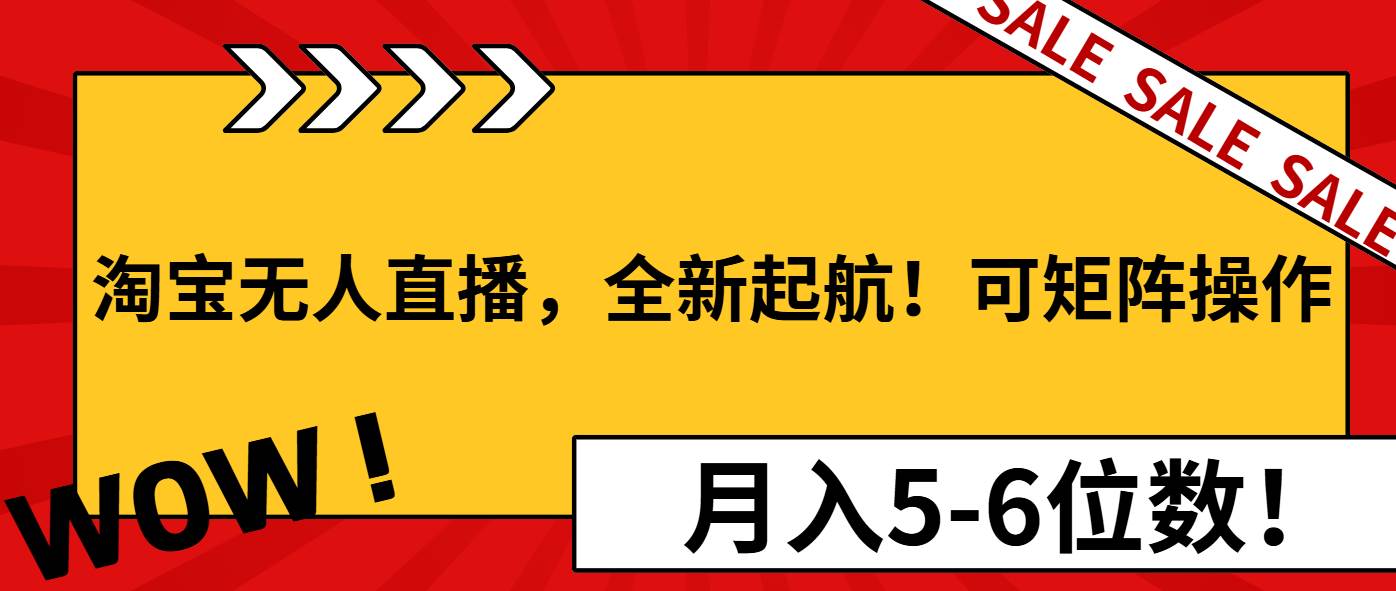 （13946期）淘宝无人直播，全新起航！可矩阵操作，月入5-6位数！网创吧-网创项目资源站-副业项目-创业项目-搞钱项目网创吧