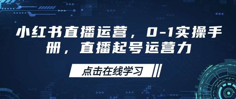 小红书直播运营，0-1实操手册，直播起号运营力网创吧-网创项目资源站-副业项目-创业项目-搞钱项目网创吧