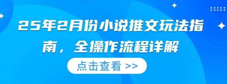 25年2月份小说推文玩法指南，全操作流程详解网创吧-网创项目资源站-副业项目-创业项目-搞钱项目网创吧