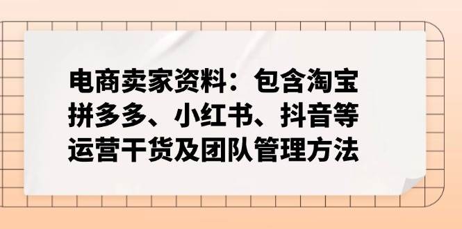 （14354期）电商卖家资料：包含淘宝、拼多多、小红书、抖音等运营干货及团队管理方法网创吧-网创项目资源站-副业项目-创业项目-搞钱项目网创吧