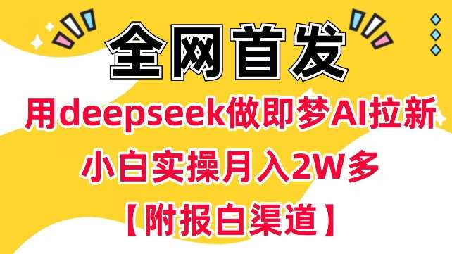 用deepseek做即梦Ai拉新 小白实操月入过W+【附报白渠道】网创吧-网创项目资源站-副业项目-创业项目-搞钱项目网创吧