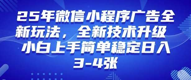 2025年微信小程序最新玩法纯小白易上手，稳定日入多张，技术全新升级【揭秘】网创吧-网创项目资源站-副业项目-创业项目-搞钱项目网创吧