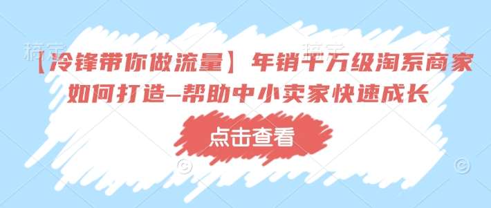 【冷锋带你做流量】年销千万级淘系商家如何打造–帮助中小卖家快速成长网创吧-网创项目资源站-副业项目-创业项目-搞钱项目网创吧