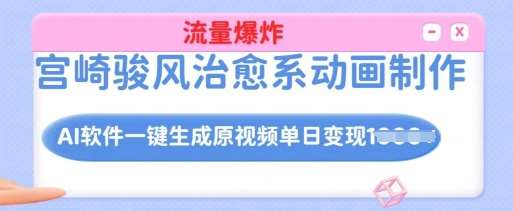 宫崎骏风治愈系动画制作，AI软件一键生成原创视频流量爆炸，单日变现多张，详细实操流程网创吧-网创项目资源站-副业项目-创业项目-搞钱项目网创吧