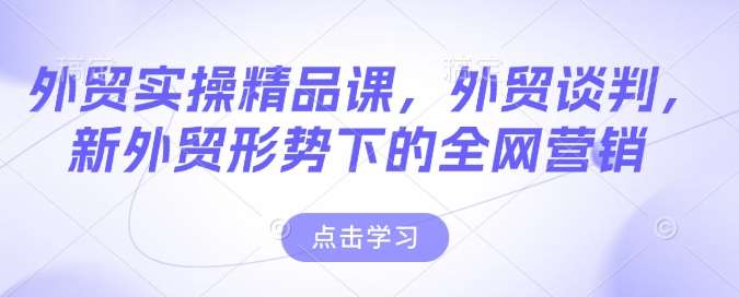 外贸实操精品课，外贸谈判，新外贸形势下的全网营销网创吧-网创项目资源站-副业项目-创业项目-搞钱项目网创吧
