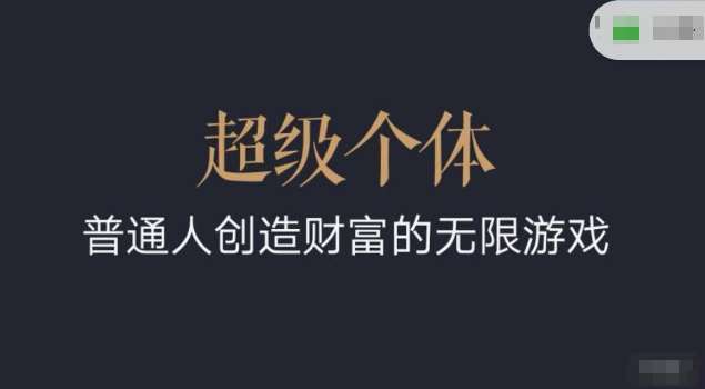 超级个体2024-2025翻盘指南，普通人创造财富的无限游戏网创吧-网创项目资源站-副业项目-创业项目-搞钱项目网创吧