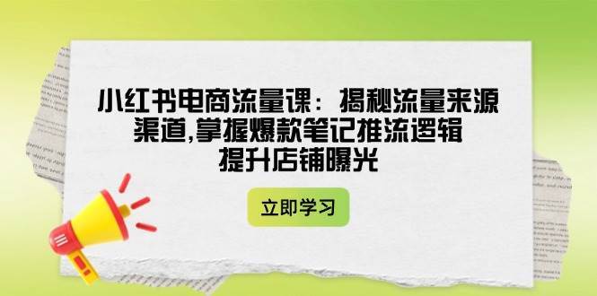 小红书电商流量课：揭秘流量来源渠道,掌握爆款笔记推流逻辑,提升店铺曝光网创吧-网创项目资源站-副业项目-创业项目-搞钱项目网创吧