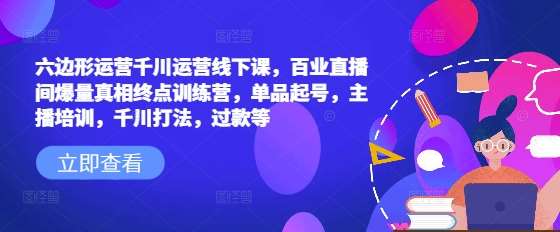 六边形运营千川运营线下课，百业直播间爆量真相终点训练营，单品起号，主播培训，千川打法，过款等网创吧-网创项目资源站-副业项目-创业项目-搞钱项目网创吧