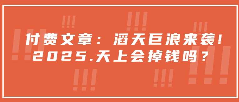 付费文章：滔天巨浪来袭！2025天上会掉钱吗？网创吧-网创项目资源站-副业项目-创业项目-搞钱项目网创吧