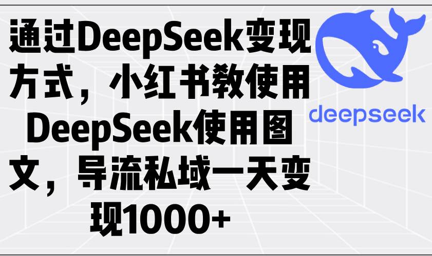 （14179期）通过DeepSeek变现方式，小红书教使用DeepSeek图文，导流私域一天变现1000+网创吧-网创项目资源站-副业项目-创业项目-搞钱项目网创吧