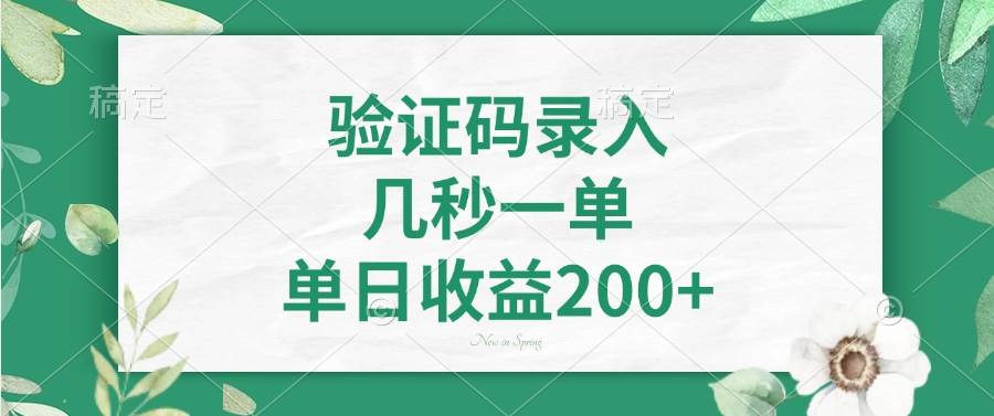 （14221期）验证码录入，几秒一单，单日收益200+网创吧-网创项目资源站-副业项目-创业项目-搞钱项目网创吧