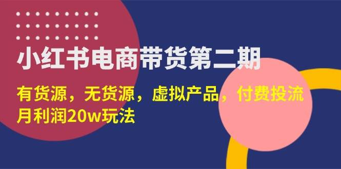 （14186期）小红书电商带货第二期，有货源，无货源，虚拟产品，付费投流，月利润20w网创吧-网创项目资源站-副业项目-创业项目-搞钱项目网创吧