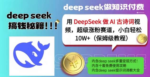 用DeepSeek做AI古诗词视频，超级涨粉赛道，小白轻松涨粉10W+(保姆级教程)网创吧-网创项目资源站-副业项目-创业项目-搞钱项目网创吧