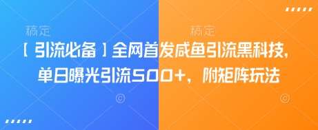 【引流必备】全网首发咸鱼引流黑科技，单日曝光引流500+，附矩阵玩法【揭秘】网创吧-网创项目资源站-副业项目-创业项目-搞钱项目网创吧