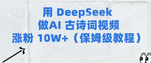 用Deepseek做AI古诗词视频涨粉10W+(保姆级教程)网创吧-网创项目资源站-副业项目-创业项目-搞钱项目网创吧